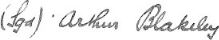 Arthur Blakely signature