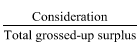 Start formula start fraction Consideration over Total grossed-up surplus end fraction end formula