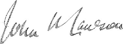 Signature of John Lawson, Minister of State for Trade and Customs. 