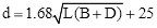d= 1.68 square root of L(B+D)+25