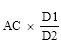 Start formula AC times start fraction D1 over D2 end fraction end formula