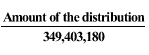 Start formula start fraction Amount of the distribution over 349,403,180 end fraction end formula