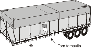A torn tarpulin