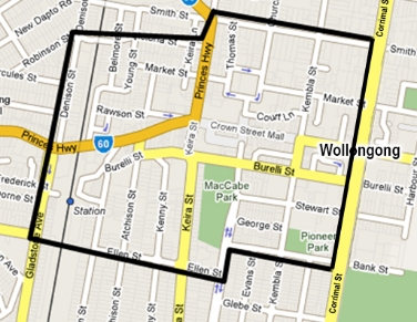 Map of Wollongong CBD Zone