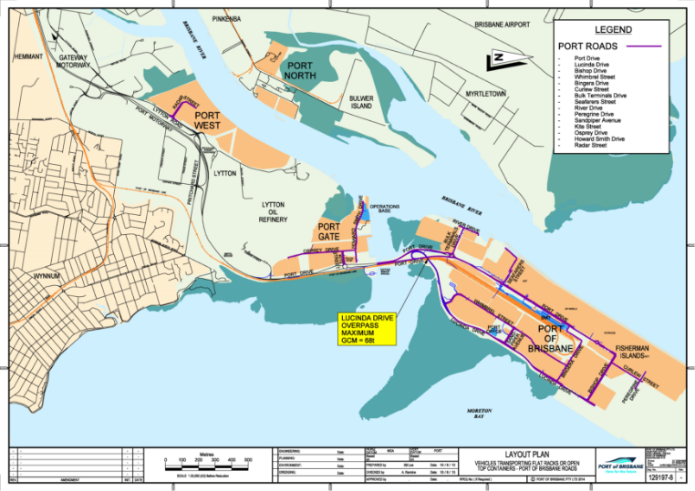 Appendix 1 is a map provided by the Port of Brisbane, showing the roads in the area that are covered by the Notice. 
