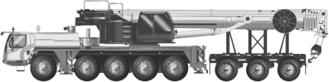Illustration of a mobile crane with a boom dolly