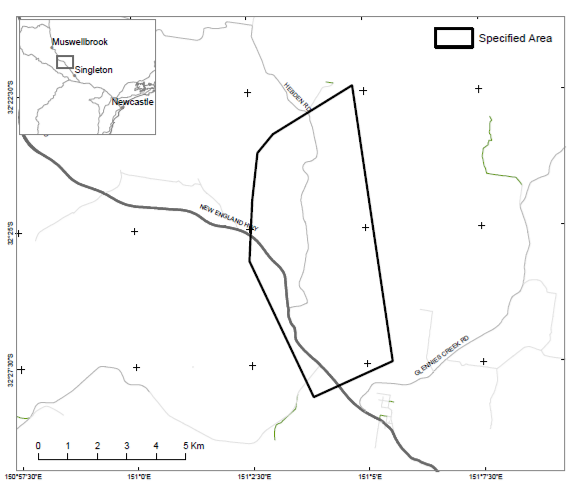 Map showing the specified area of Ravensworth Estate Homestead Complex and Surrounds.