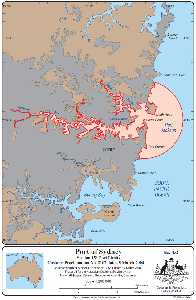 Port Revocation and Appointment (No. 20/07) – Port of Sydney