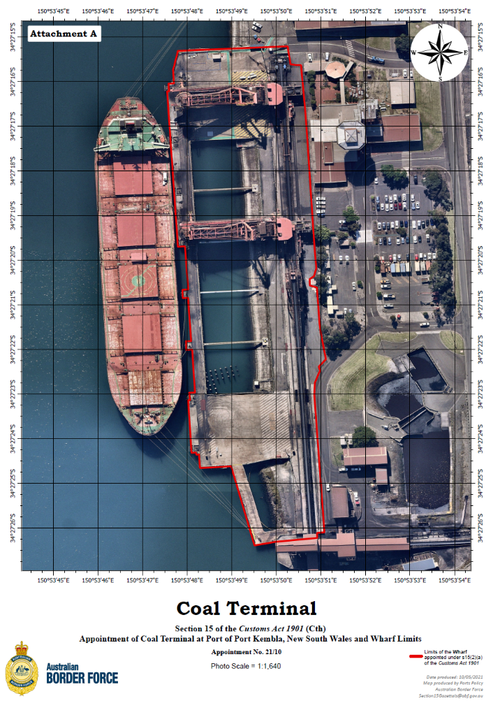 Wharf Appointment and Revocation (No. 21/10) – Port of Port Kembla – Coal Terminal