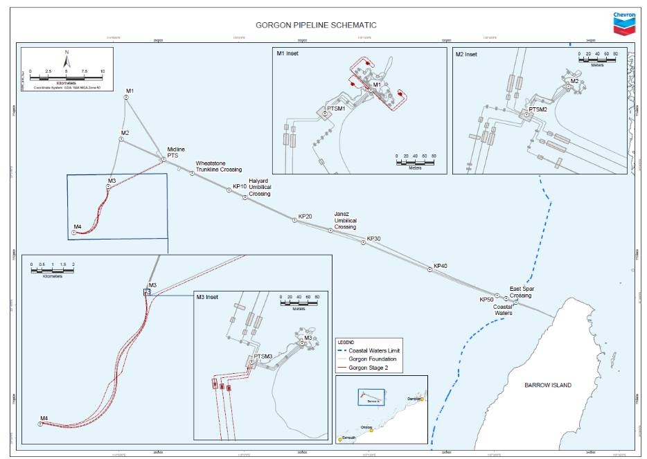 Gorgon Pipeline Schematic Map, Pipeline Licence WA-20-PL 