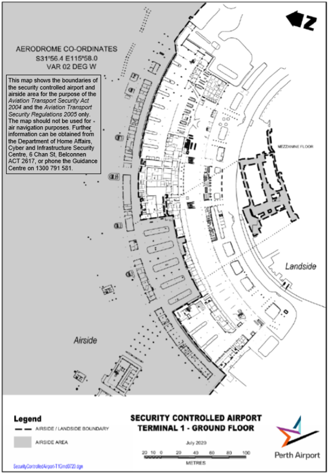 This is a map [map 2 of 12] of Perth Airport] which has been declared a security controlled airport. The map establishes airport boundaries and airside areas for the purposes of section 28 and section 29 of the Aviation Transport Security Act 2004.