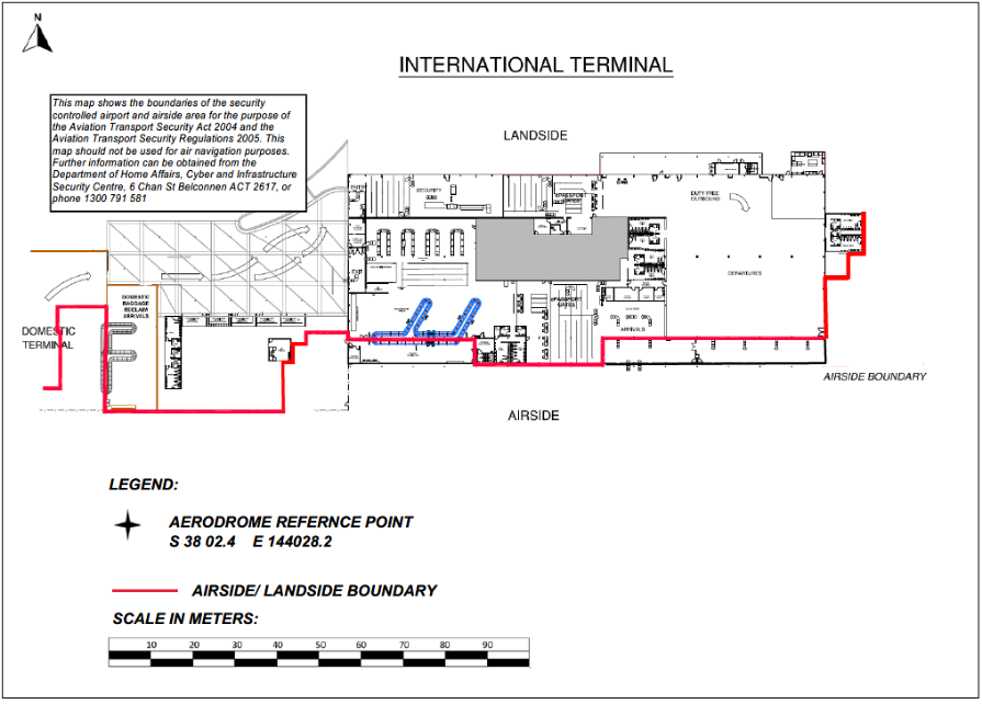 This is a map [map 2 of 3] of Avalon Airport, which has been declared a security controlled airport. The map establishes airport boundaries and airside areas for the purposes of section 28 and section 29 of the Aviation Transport Security Act 2004.