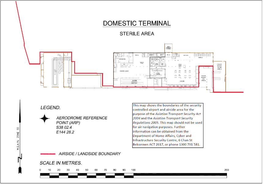 This is a map [map 3 of 3 ]of Avalon Airport which has been declared a security controlled airport. The map establishes airport boundaries and airside areas for the purposes of section 28 and section 29 of the Aviation Transport Security Act 2004.