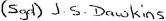 Signature of J S Dawkins Minister of State for Finance