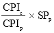 Start formula start fraction CPI subscript c over CPI subscript p end fraction times SP subscript p end formula