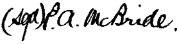 Signature of P.A McBride