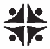 Logo comprising four isosceles triangles with concave sides arranged in a diamond, each with a circle adjacent to their long side. The effect is an abstract image of four people with their arms upstretched, viewed from above