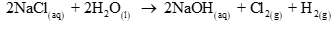 A formula to work out the production of chlorine gas and sodium hydroxide (caustic soda) solution