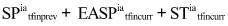 Start formula SP start superscript ia end superscript start subscript tfinprev end subscript plus EASP start superscript ia end superscript start subscript tfincurr end subscript plus ST start superscript ia end superscript start subscript tfincurr end subscript end formula