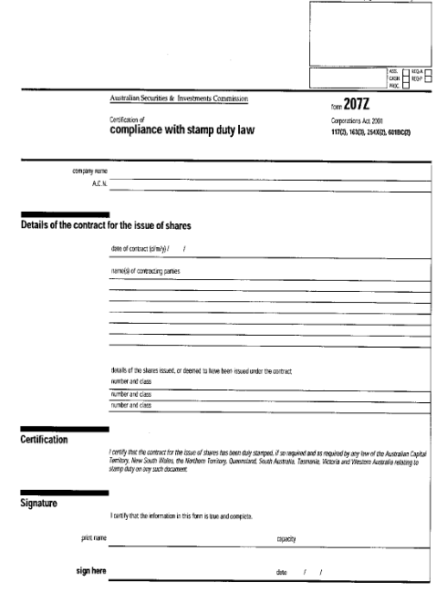form 207Z