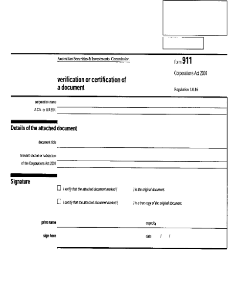 form 911 verification or certification of a document