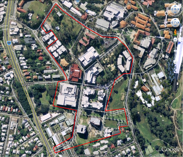 The image is Map 3 contained in Annexure A, and displays the boundaries for the network determined to be adequately served at Kelvin Grove Urban Village in Kelvin Grove, Queensland.