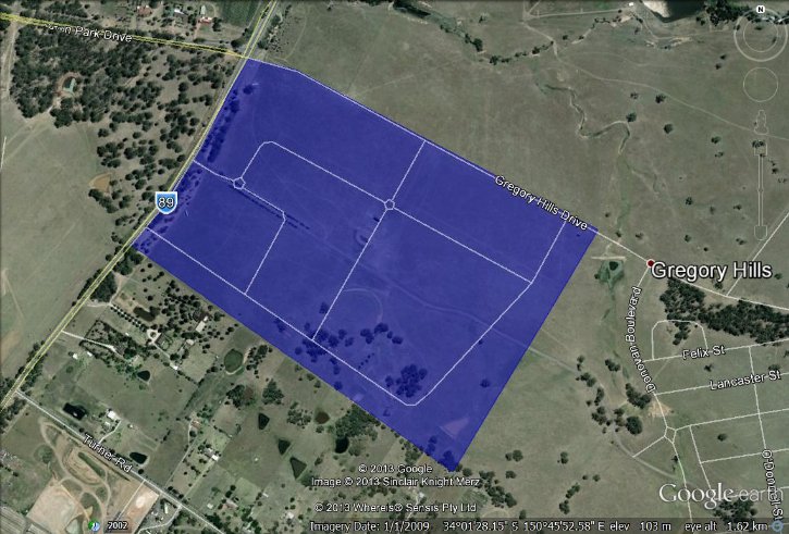 The image is Map 4 contained in Annexure A, and displays the boundaries for the network determined to be adequately served in the Camden Hills Business Park in New South Wales.
