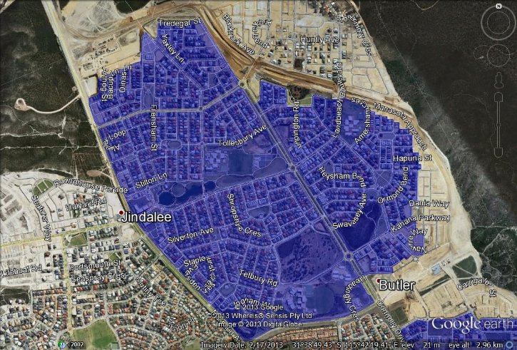 The image is Map 21 contained in Annexure A, and displays the boundaries for the network determined to be adequately served in the Brighton Estate in Western Australia.