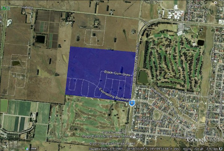 The image is Map 25 contained in Annexure A, and displays the boundaries for the network determined to be adequately served in the Casiana Estate in Victoria.