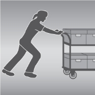 Pushing or pulling a trolley around hospital wards.