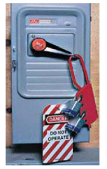 Dangertagged locking off hasp.