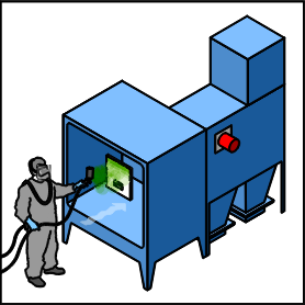Figure 10 shows an example of a local exhaust ventilation system suitable for powder coating activities.