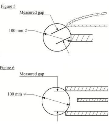 Illustration of of methods of determining the dimension of a gap or the space between elements of a grille