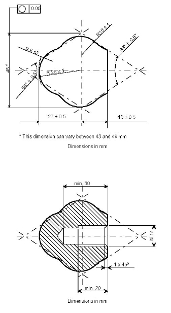 Detail of olive-shaped knob used in stopping device