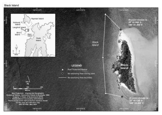 Map showing the no-anchoring area at Black Island