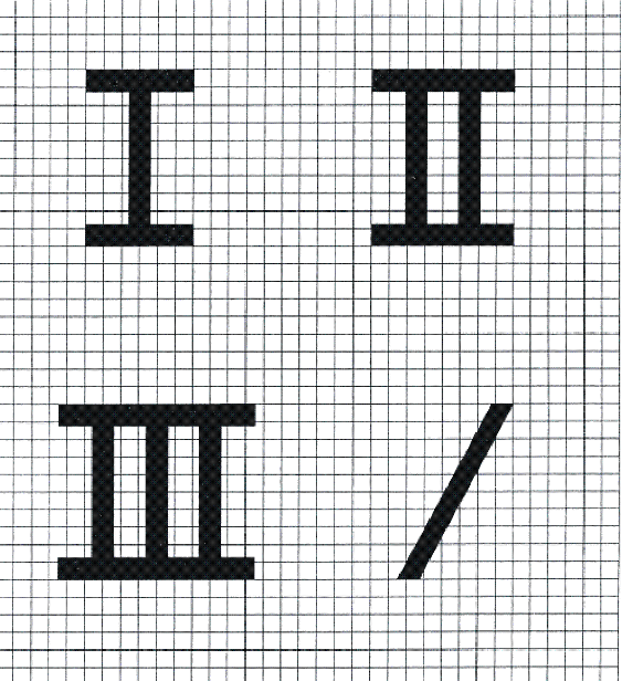 Shows Form and proportion of letters, numbers and symbols used on movement area guidance signs.