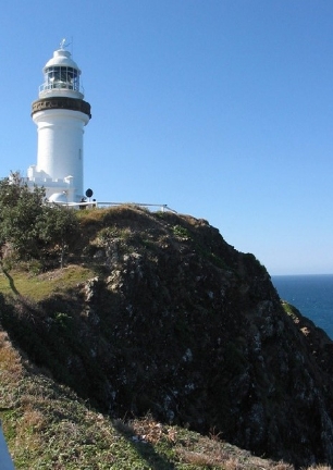view of cape byron lighthouse and surrounding cliffs 