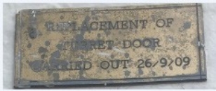 plaque reads replacement of turret roof carried out 26/9/09 