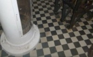 black and white ceramic tiles, clockwork mechanism 