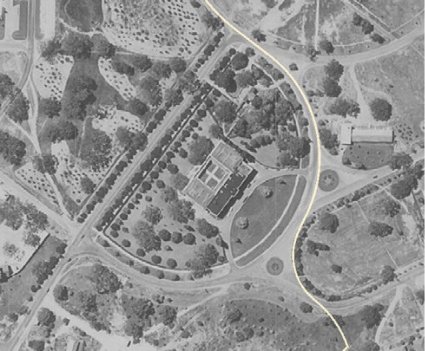 Aerial photograph of National Film and Sound Archive site in 1955