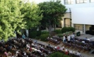 Outdoor film screening in the National Film and Sound Archive courtyard