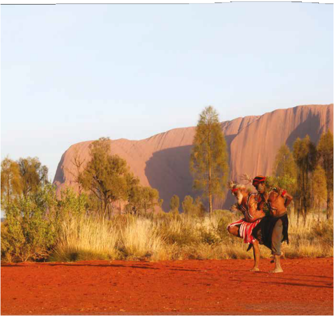 Appendix heading featuring a photograph of two Indigenous persons performing a dance against the Uluru monolith backdrop