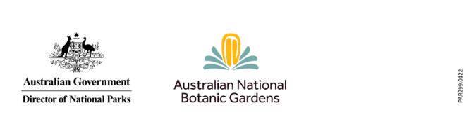 Logo of Director of National Parks on the left; Logo of Australian National Botanic Gardens in the centre.