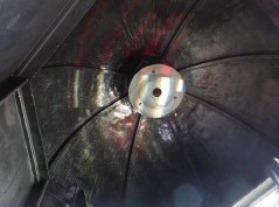 Photograph showing black underside of lantern dome.