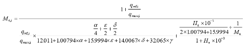 Complex formula for calculating the molar mass of the exhaust for a general fuel compositions under the assumption of complete combustion