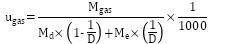 Equation 57

Complex formula to calculate u subscript gas values using the exact calculation method generally described in paragraph 8.4.2.4.