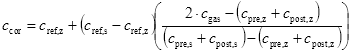 Complex formula for calculating the drift corrected concentration value 