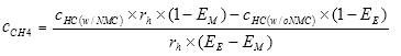 Complex formula for calculating the concentration of methane, if methane is also used as the calibration gas