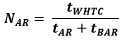 start formula N subscript AR equals start fraction t subscript WHTC over t subscript AR plus t subscript BAR end fraction end formula