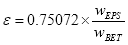 start formula epsilon equals 0.75072 times start fraction w subscript EPS over w subscript BET end fraction end formula